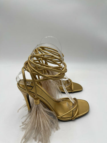 Valentino Garavani metallic gold strappy sandals signature "V" logo Size 35.5 Valentino