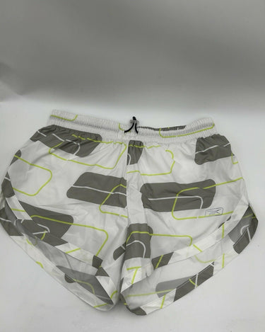 Reebok running shorts white, grey, and neon yellow geometric Drawstring Size M Reebok