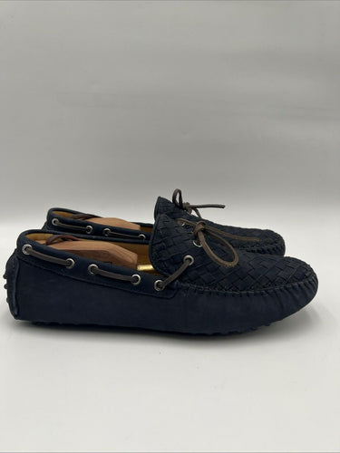 Men's Saks Fifth Avenue navy blue woven suede driving loafers Size 10.5 Saks Fifth Avenue