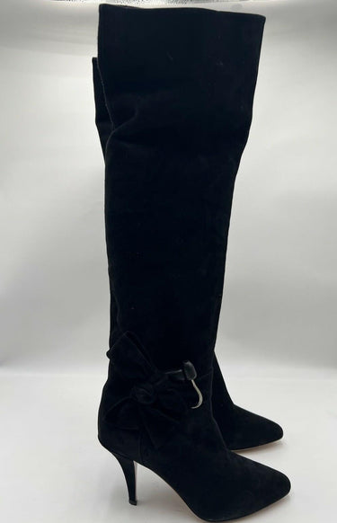 VALENTINO GARAVANI Bow-Knot Black Suede Over-The-Knee Boots Size 39.5 Valentino