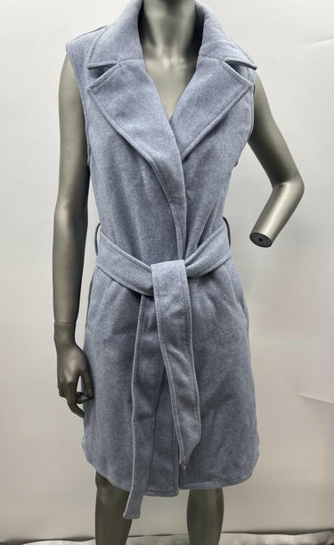 NWT Women’s Love Tree Sleeveless Cardigan Belt Wrap Blue Vest Size S Love Tree