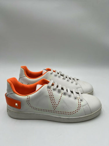 Valentino Garavani Backnet white leather perforated VLogo sneakers Size 42.5 Valentino