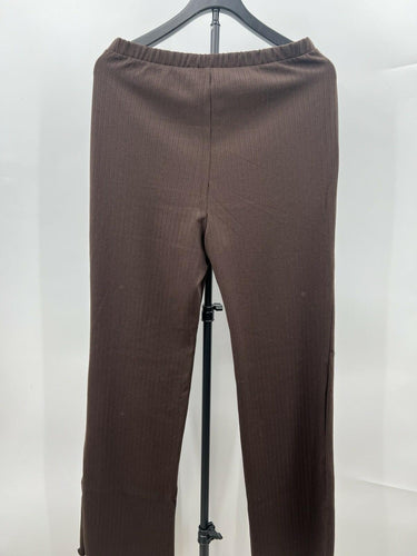 Abound Brown Ribbed Knit Leggings High Waist Pull On Womens M
