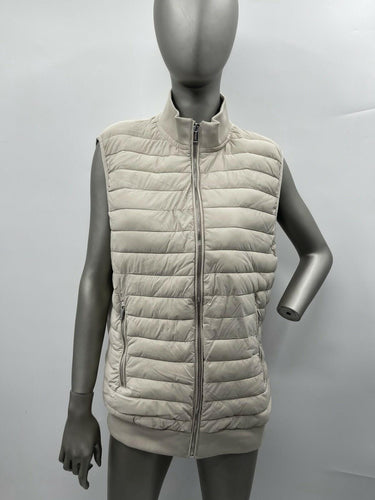 NWT Women’s Tahari Full Zip Sleeveless Puffer Vest Color Cement Size S Tahari