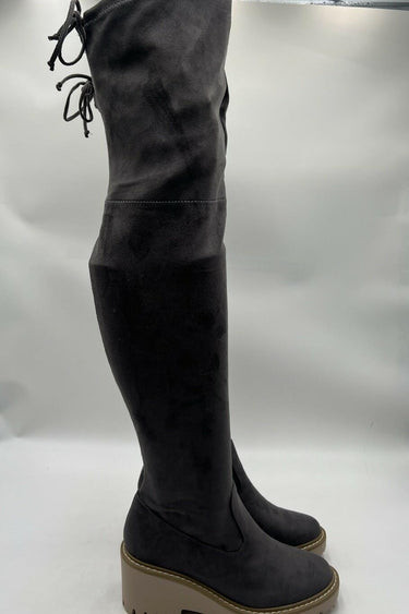 Nicole Miller Womens Gray Chunky Platform Bass Over The Knee Boots 6.5 Nicole Miller