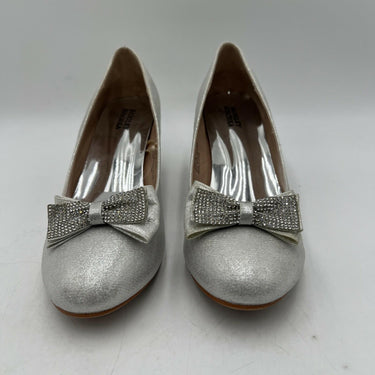 Women’s Badgley Mischka shimmering silver glitter block-heel pumps Size 6 Badgley Mischka