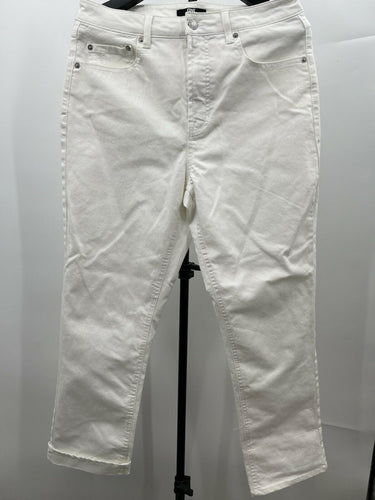 FRYE White Straight Leg Jeans Womens High Rise Cropped Denim Classic 8/29 Frye