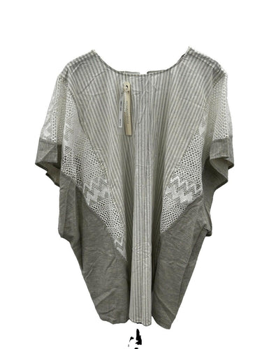 Jonathan Simkhai Woman’s grey/white striped poncho top Crochet Lace Panel Size S Lace