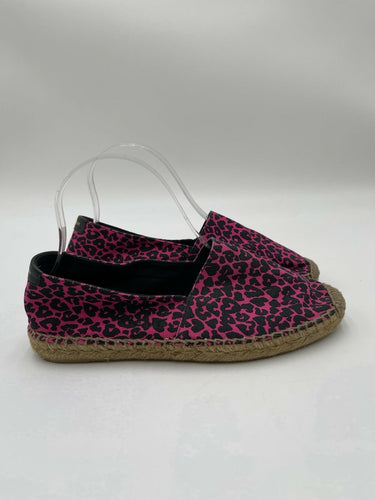Saint Laurent pink and black canvas leopard print espadrilles Size 37 Saint Laurent