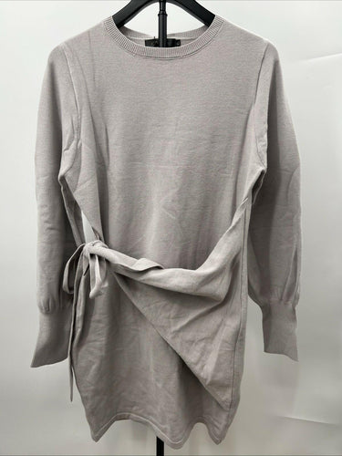 VTSGN Womens Beige Oatmeal Knit Sweater Balloon Sleeve Tie Side XL Vtsgn