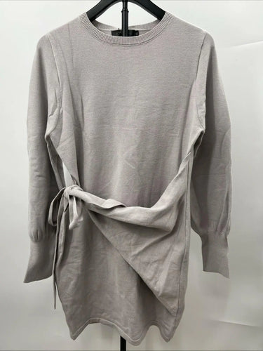 VTSGN Womens Beige Oatmeal Knit Sweater Balloon Sleeve Tie Side XL Vtsgn