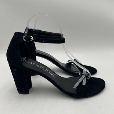 Women’s Stuart Weitzman black suede ankle-strap block-heel sandals Size 10B Stuart Weitzman