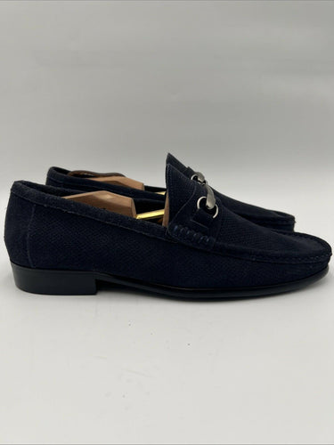 Men’s Saks Fifth Avenue "Dominic" Navy Perforated Suede Horsebit Loafer Size 9.5 Saks Fifth Avenue