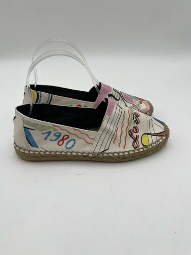Women’s Saint Laurent Espadrilles Flats 1980 In-Love Print White/Multi Size 37 Saint Laurent