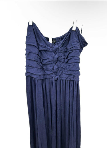 Kari Lyn Woman’s navy ruched maxi dress Bodice And Flowing Plus Plus Size 4X