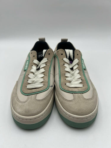 Kenzo Beige Suede Green Trim Low Top Sneakers Size US 6