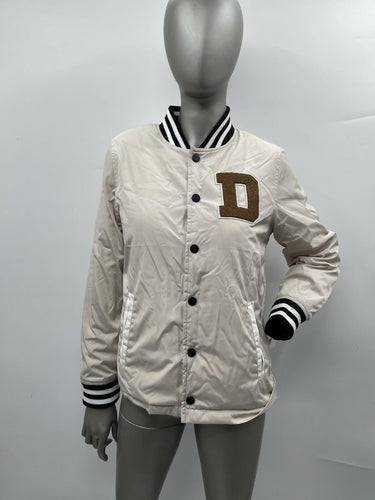 NWT Women’s DKNY Button A Varsity Jacket Fur Lined Color Cream Size L DKNY