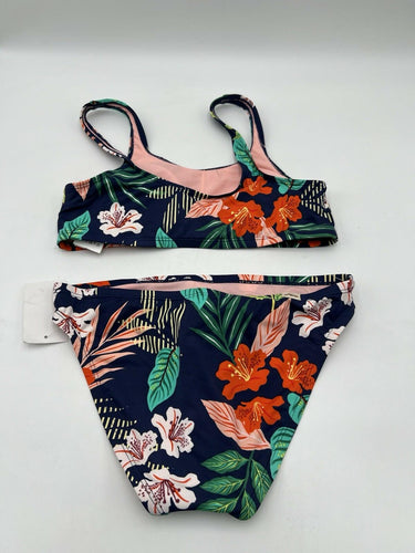 Hobie Girls 2 Piece Bikini Set Navy Tropical Floral 14 Hobie