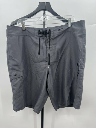 ONeill Board Shorts Mens Gray Cargo Pocket Surf Drawstring Swim Trunks Size 38 O'Neill