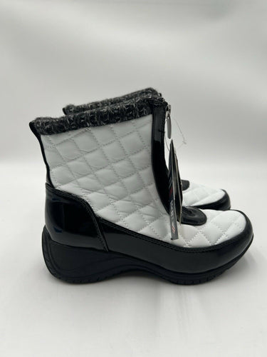 Khombu Megan White Black Quilted Snow Boots Winter Zip Womens 7W Khombu
