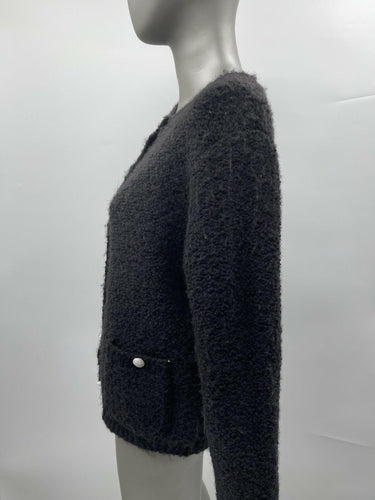 NWT Woman’s Tahari Knit Button Up Sweater Long Sleeve Color Black/White Size M Tahari