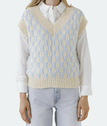 NWT English Factory Checker Knit Vest Multicolor Size M English Factory