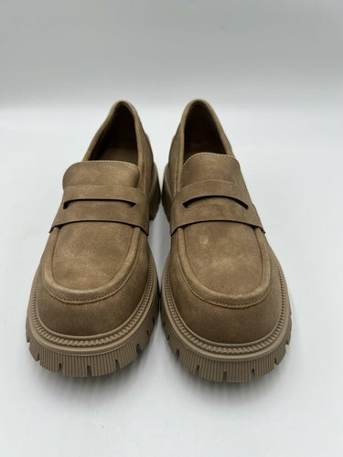 Patrizia Akiko-TN Platform Loafer Tan Suede Chunky Lug Womens Size 9.5-10