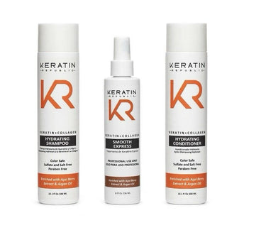 Keratin Republic Shampoo Conditioner + Smooth Express 10.1oz Set of 3 Keratin Republic