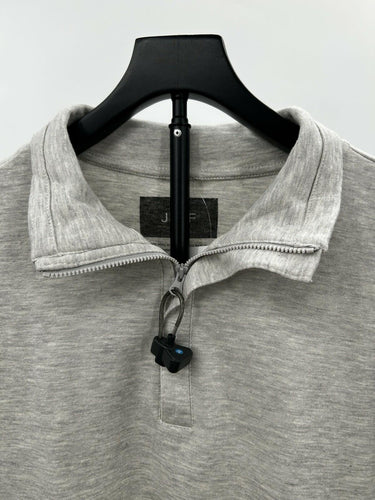 Jeff Men’s light gray quarter-zip pullover sweatshirt Fold Collar Size M