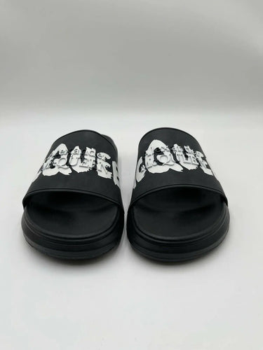 Alexander McQueen Graffiti Logo black rubber pool slide Size 41.5 Alexander Mcqueen