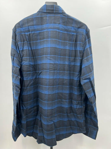 Weatherproof Vintage Shirt Blue Black Plaid Flannel Button Down Men’s L Weatherproof