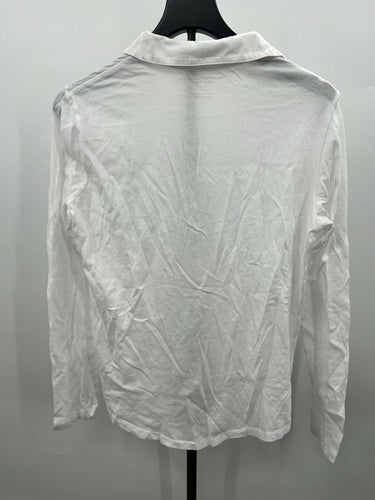 Majestic Filatures Shirt Womens White 100% Cotton Silk Touch Button Up Deluxe L Majestic