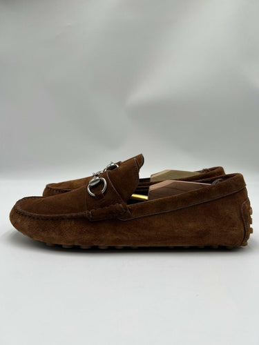 Gucci men's Horsebit driving moccasins in brown suede Size 8UK