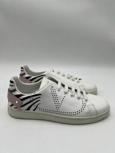 Valentino Garavani Backnet zebra-print sneakers featuring a pink heel Size 38.5 Valentino