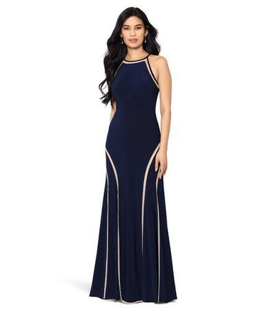 Xscape Halter Dress Navy/Nude 12 Xscape
