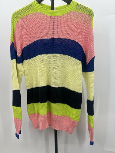 Abound Sweater Womens Colorblock Striped Neon NWT Size S Abound
