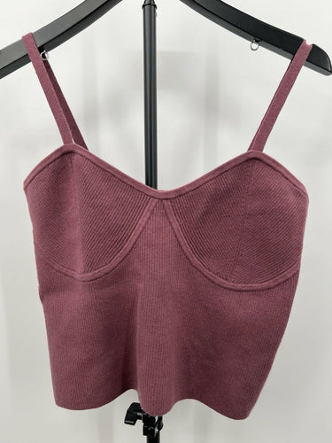 Madewell Ribbed Knit Bustier Cami Tank Top Corset Style Mauve Pink Size XL Madewell