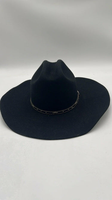 Justin Authentic Western Black Felt Cowboy Hat Cattleman Crown Wide Brim Size 7 Justin