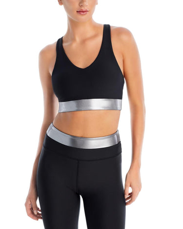 Aqua Womens Fitness Stretch Sports Bra Black XS
