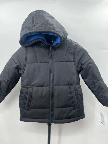 Carter's Boys Quilted Puffer Jacket Black Blue Fleece Lined Winter Coat NWT 5/6 Carter's