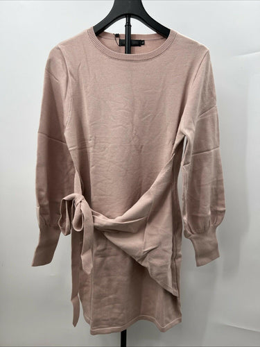 VTSGN Womens Knit Sweater Balloon Sleeve Tie Pink Side XL Vtsgn