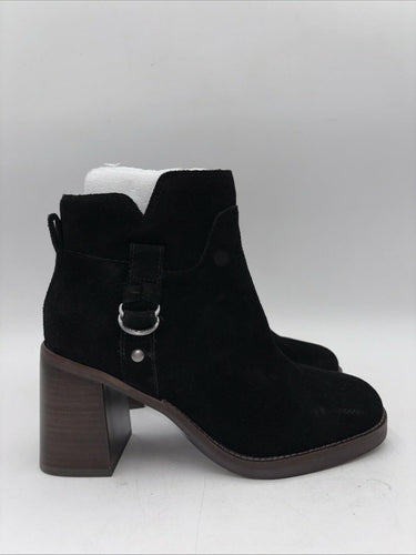 Women’s Lucky Brand Sifon Side Zip Block Heels Booties Black Suede Size 8.5 M Lucky Brand