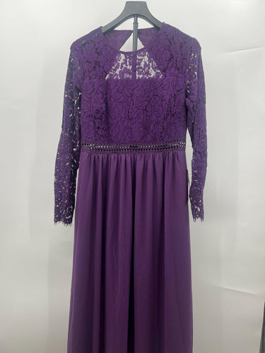 Truth & Fable Dress Womens L Purple Lace Maxi Long Sleeve Formal Boho L Truth & Fable