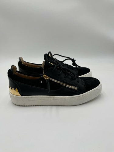 Giuseppe Zanotti Frankie black leather/suede Gold Zips sneakers Size 41 Giuseppe Zanotti