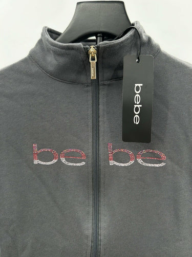 Bebe Woman’s charcoal gray full-zip track jacket Size S