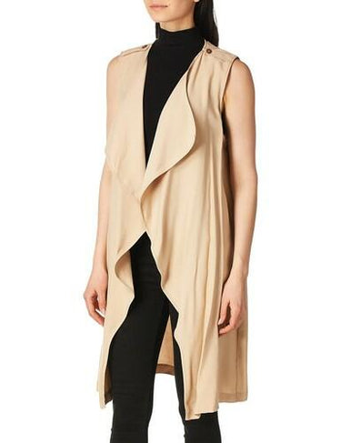BCBGeneration Sleeveless Draped Front Vest Sand SIZE L BCBGeneration