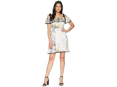 Women's Cece Cassie Ruffle Cold Shoulder Minidress, Size 6 CeCe