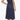 Maggy London Solid Linen Cotton Fit and Flare with Scallop Detail Navy Dress 10 Maggy London