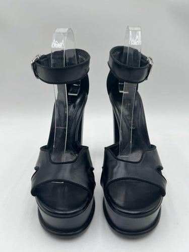 Alexander McQueen Women Black Leather Platform Heel Sandal Shoe Size 39 Alexander McQueen