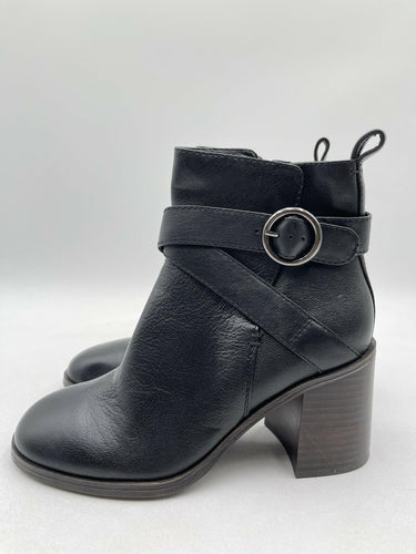 Crown Vintage Courla Ankle Size Zipper Boots, Black Leather, Size Women's 8M